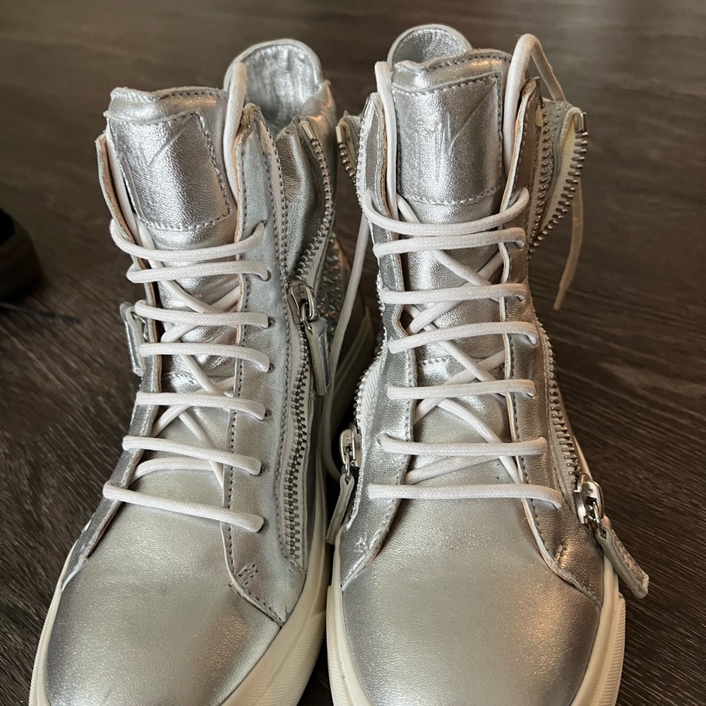Giuseppe Zanotti studded silver high top sneakers